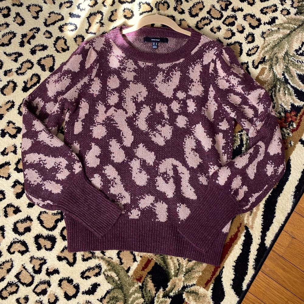Vero Moda Puffed Sleeve Animal Print Sweater